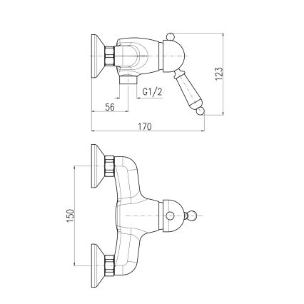 RAV Slezák L581.5CMAT - LABE RETRO dušisegisti 12,3 cm matt must