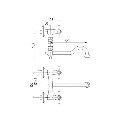RAV Slezák MK101.5/29SM - Köögivalamu/valamu segisti MORAVA RETRO 16,3 cm vanamessing
