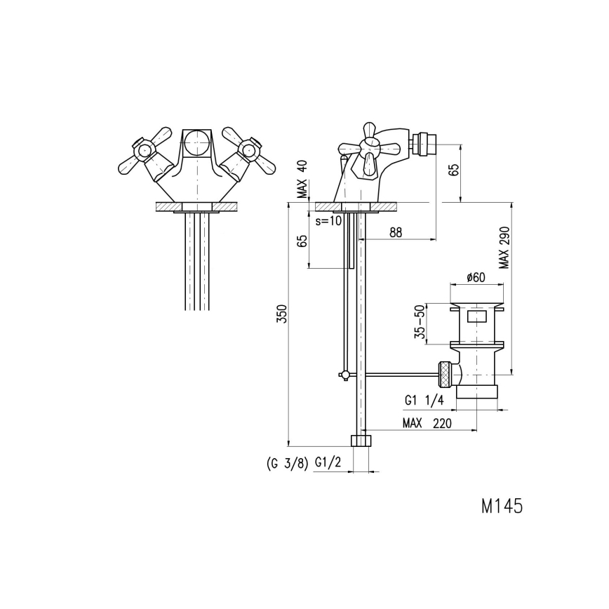 RAV Slezák MK145.0 - bidee segisti + MORAVA äravool 6,5 cm, läikiv kroomviimistlus