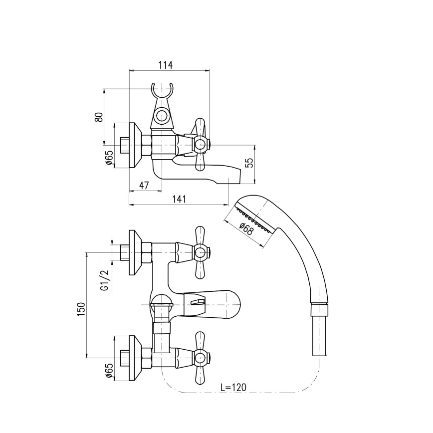 RAV Slezák MK154.5/1 - vannikomplekt koos MORAVA segistiga, läikiv kroom