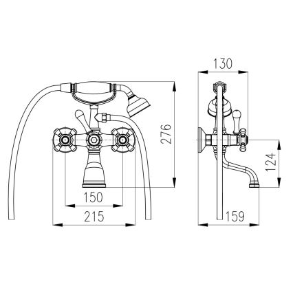 RAV Slezák MK159.5/2SM - vannikomplekt koos MORAVA RETRO vannisegistiga, vanamessing