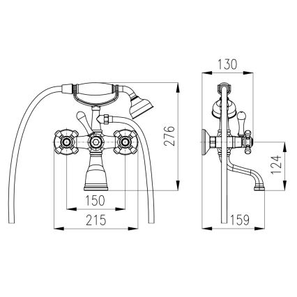 RAV Slezák MK559.5/2SM - Vannikomplekt MORAVA RETRO segistiga, vanamessing