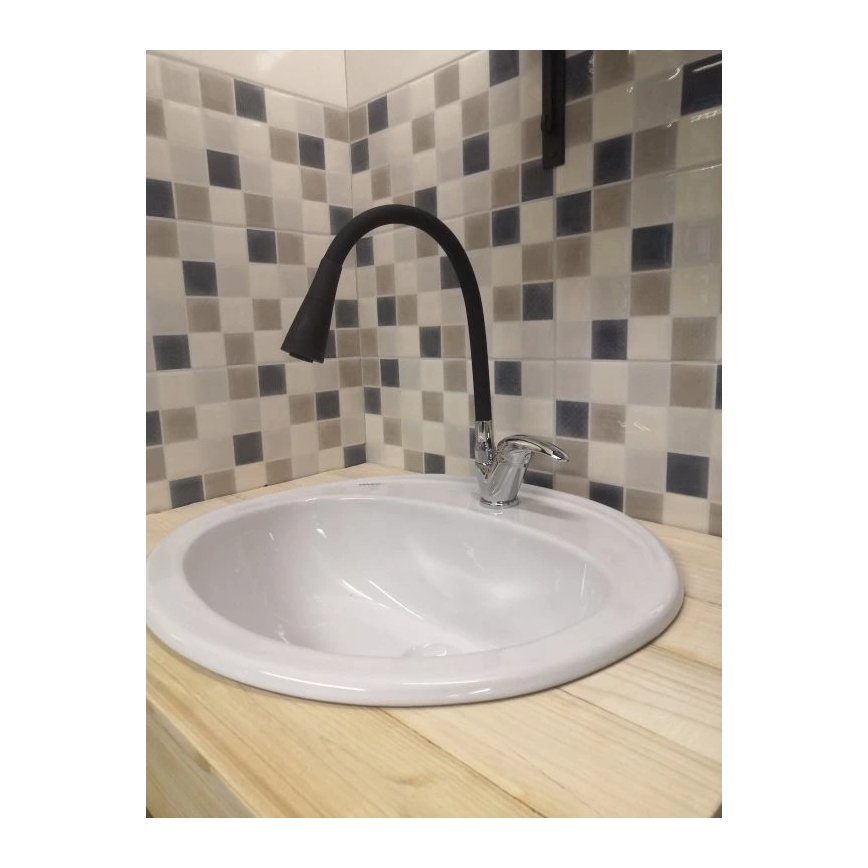 RAV Slezák SA006.0/13 - Köögisegisti painduva kaelaga SAZAVA 35,6 cm must/läikiv kroom