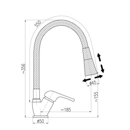 RAV Slezák SA006.0/13CB - Köögisegisti painduva voolikuga SAZAVA 35,6 cm valge/läikiv kroom