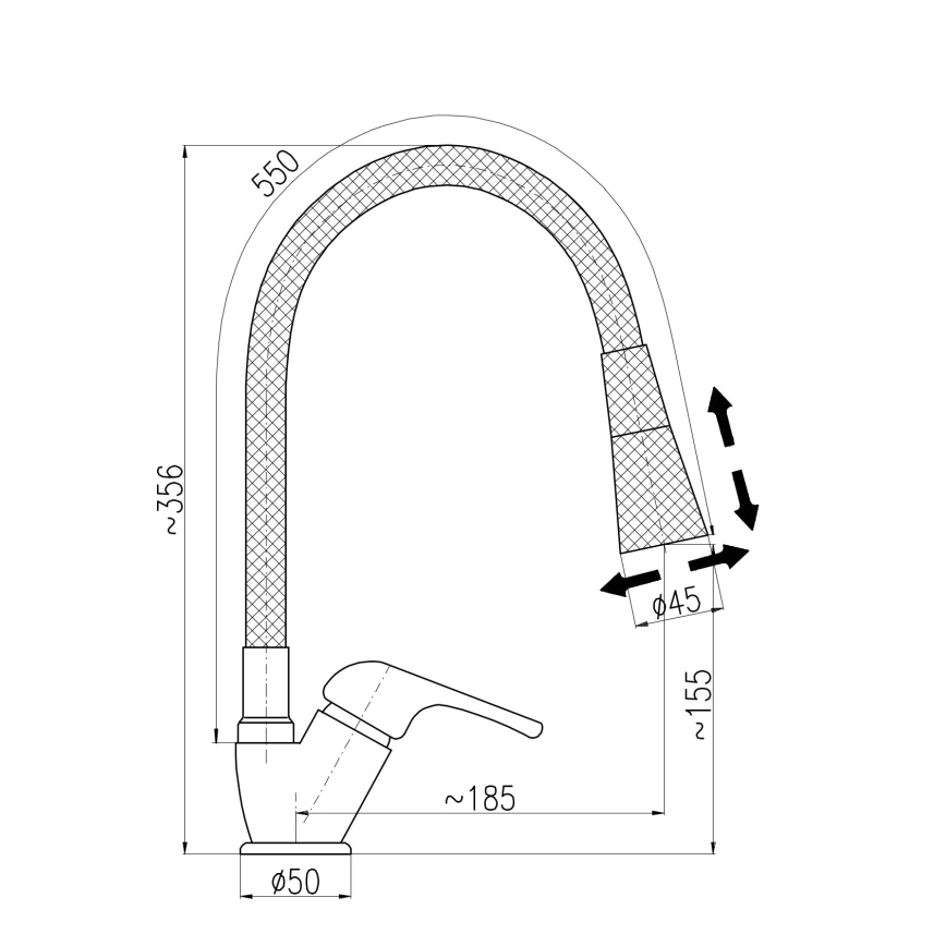 RAV Slezák SA006.0/13S - Valamusegisti painduva kaelaga SAZAVA 35,6 cm hall/läikiv kroom