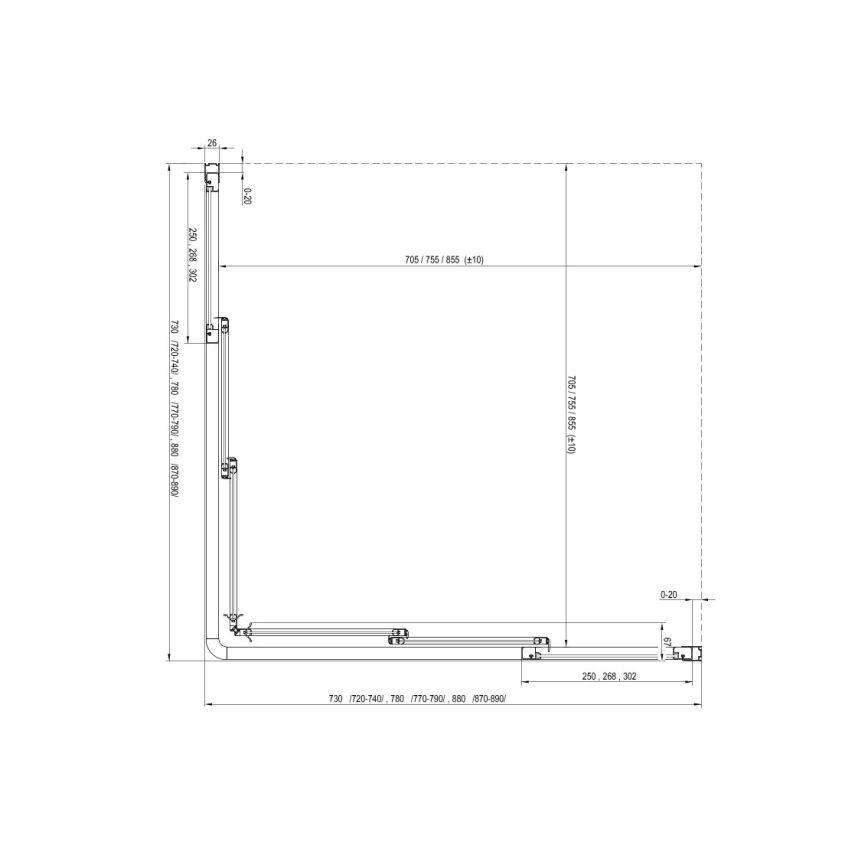 Ravak 15V701R2Z1 - Dušiuksed SUPERNOVA 90x198 cm valge