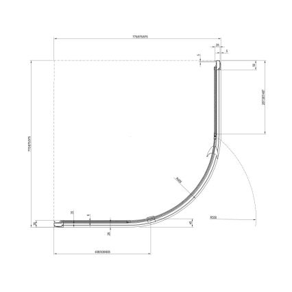 Ravak 37677U00Z1 - Kolmeosaline veerandringikujuline PIVOT dušinurk 90x90 cm satiin
