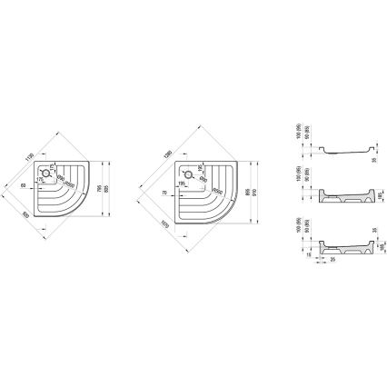 Ravak A207001120 - Veerandringi dušialus RONDA 90x90 cm valge