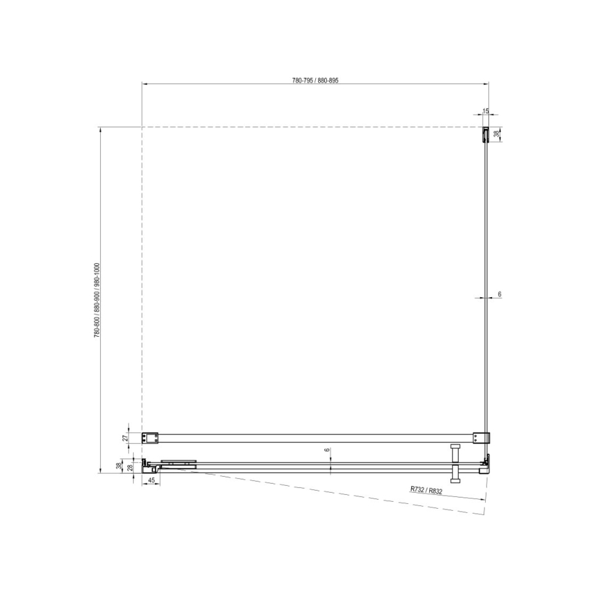 Ravak - dušinurk COOL 90x80 cm must