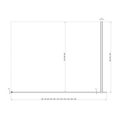 Ravak GW9WA030SZ1 - WALK-IN dušinurk 100x200 cm must
