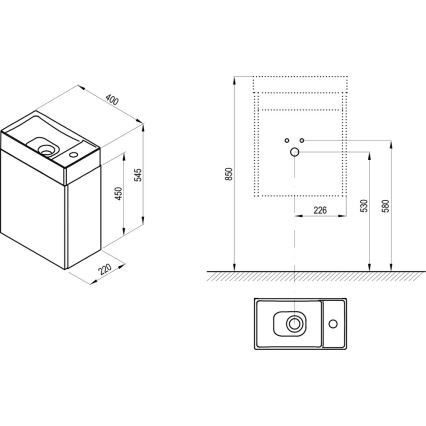 Ravak X000001386 - Valamu alla paigaldatav VEDA vannitoakapp 54,5x40 cm valge