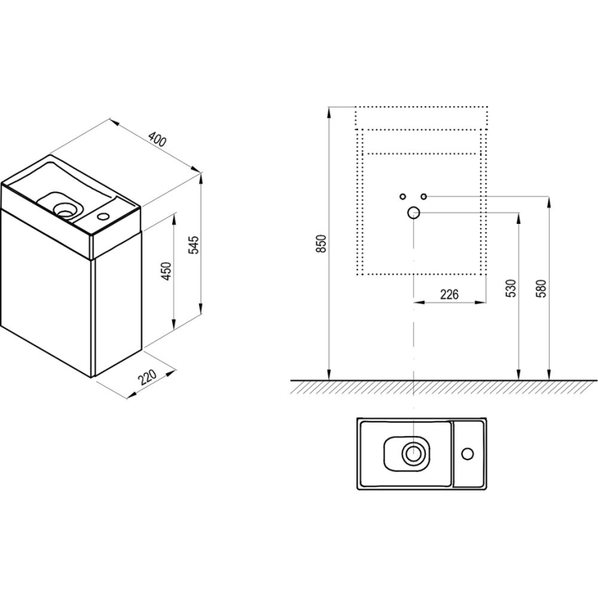 Ravak X000001386 - Valamu alla paigaldatav VEDA vannitoakapp 54,5x40 cm valge
