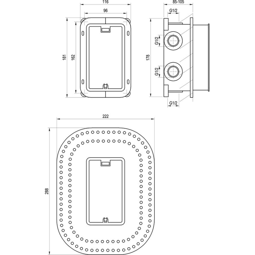 Ravak X070074 - Seinasisese segisti R-BOX MULTI põhikorpus 18,1x11,6 cm