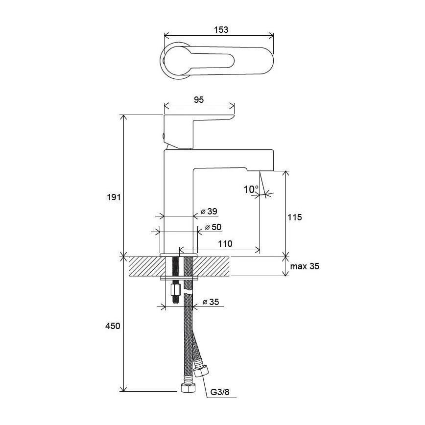 Ravak X070113 - Valamusegisti PURI 19,1 cm läikiv kroom