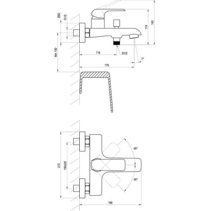Ravak X070119 - vannisegisti FLAT läikiv kroom
