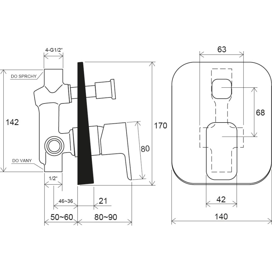 Ravak X070134 - dušisegisti peidetud paigaldamiseks FREE läikiv kroom