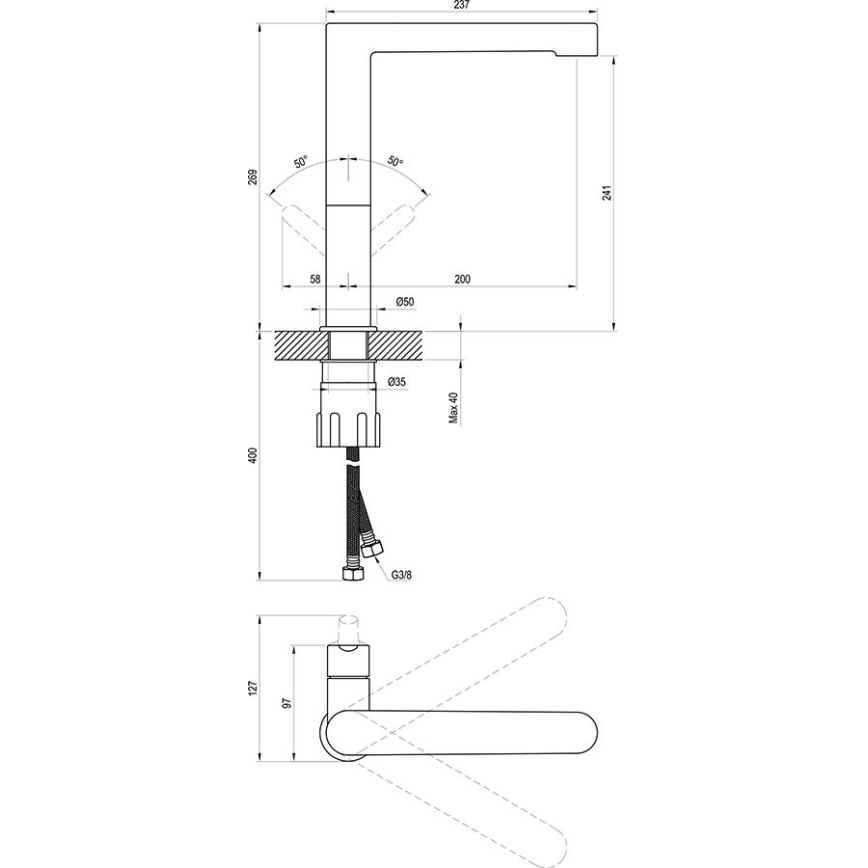 Ravak X070143 - valamu segisti PURI, 26,9 cm, läikiv kroom