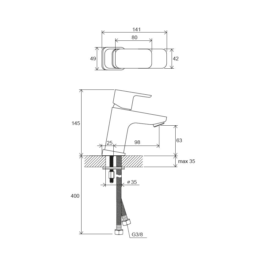 Ravak X070148 - Valamusegisti FREE 14,4 cm must