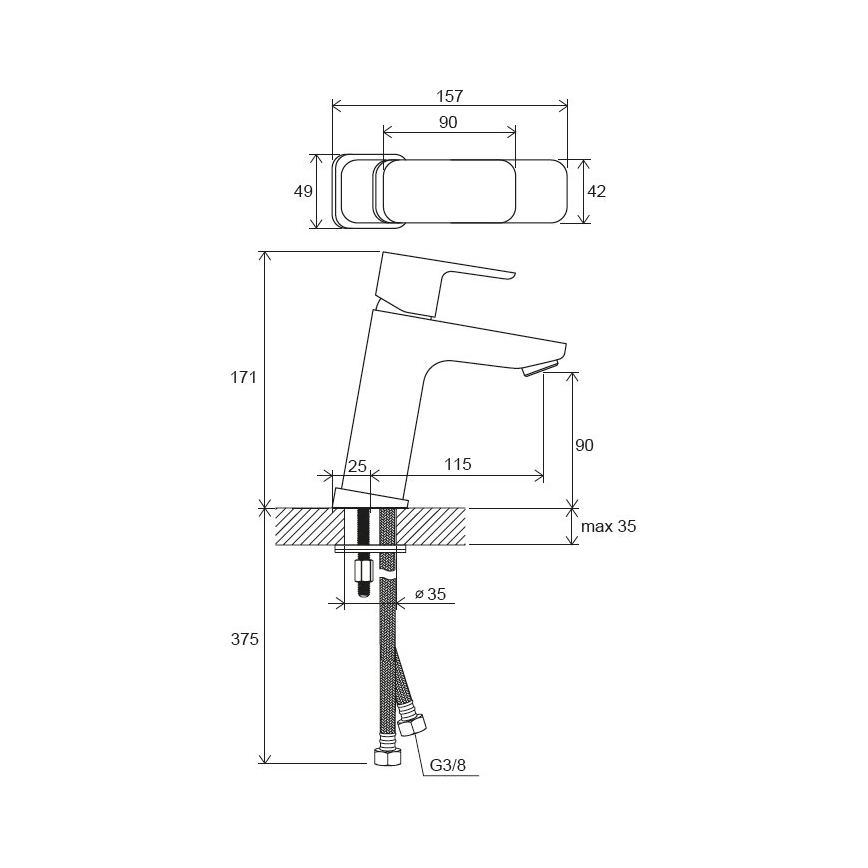 Ravak X070150 - FREE valamusegisti 17,2 cm must