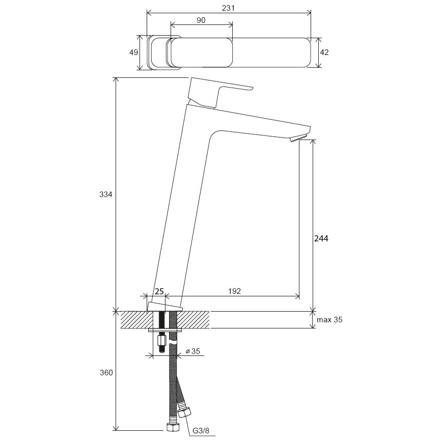 Ravak X070151 - FREE valamusegisti 33,4 cm must