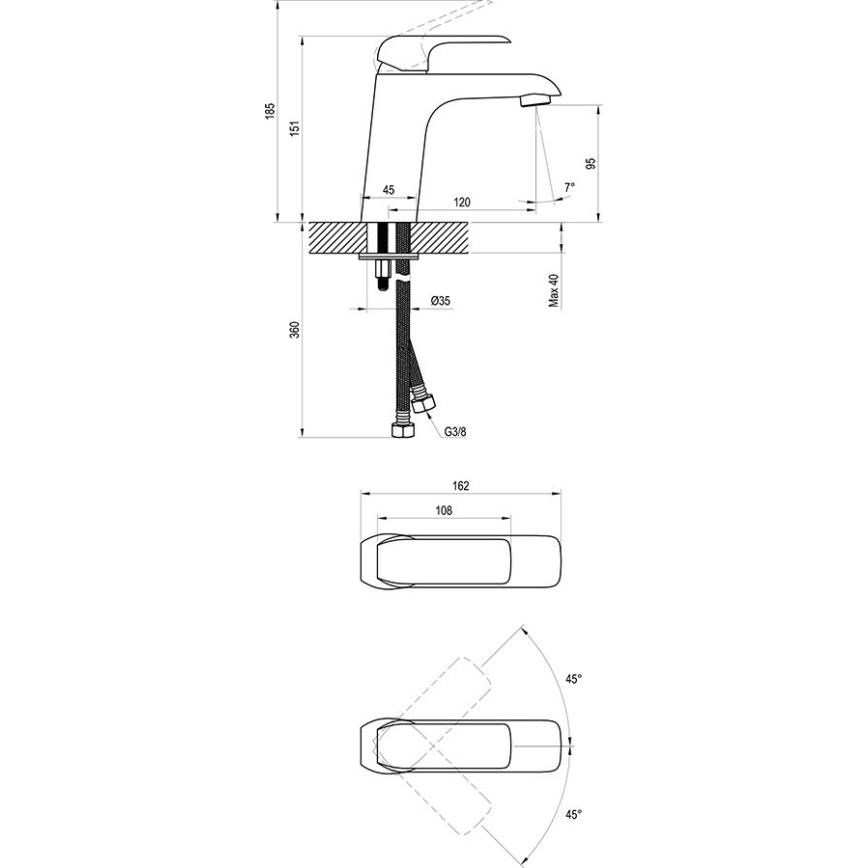 Ravak X070173 - Valamusegisti FLAT 15,1 cm matt must