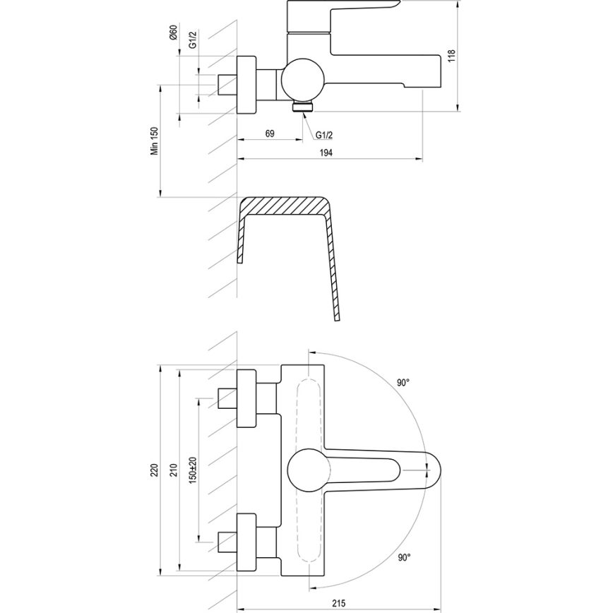 Ravak X070185 - PURI vannisegisti, must