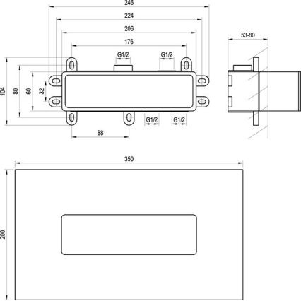 Ravak X070233 - Paigalduskorpus peidetud segistitele R-BOX 10,4x24,6 cm