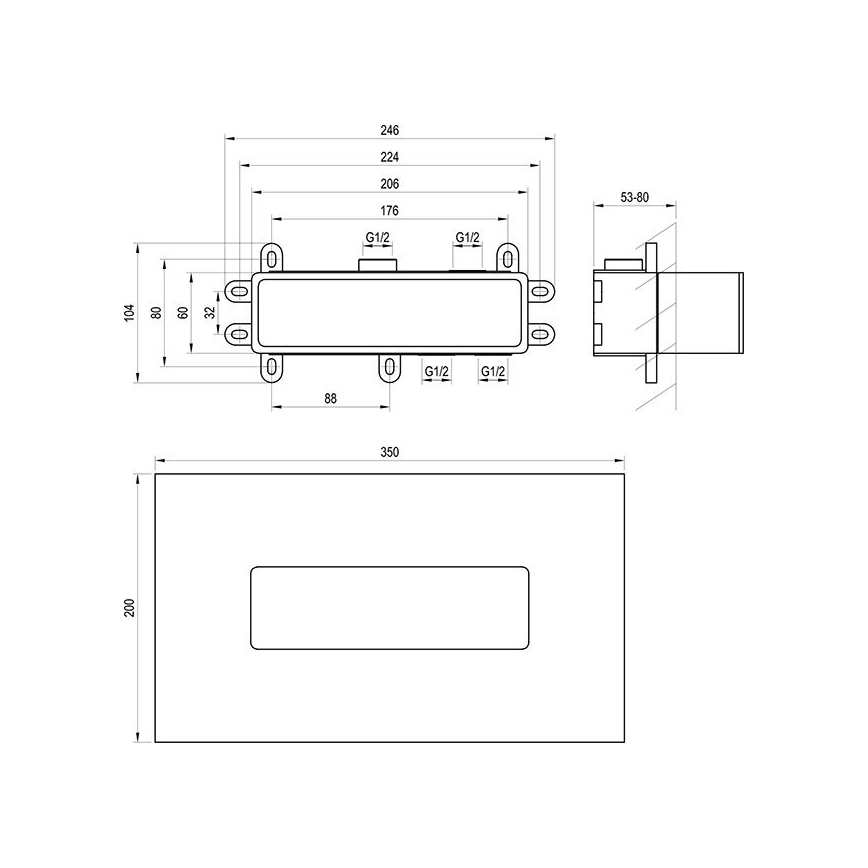 Ravak X070233 - Paigalduskorpus peidetud segistitele R-BOX 10,4x24,6 cm