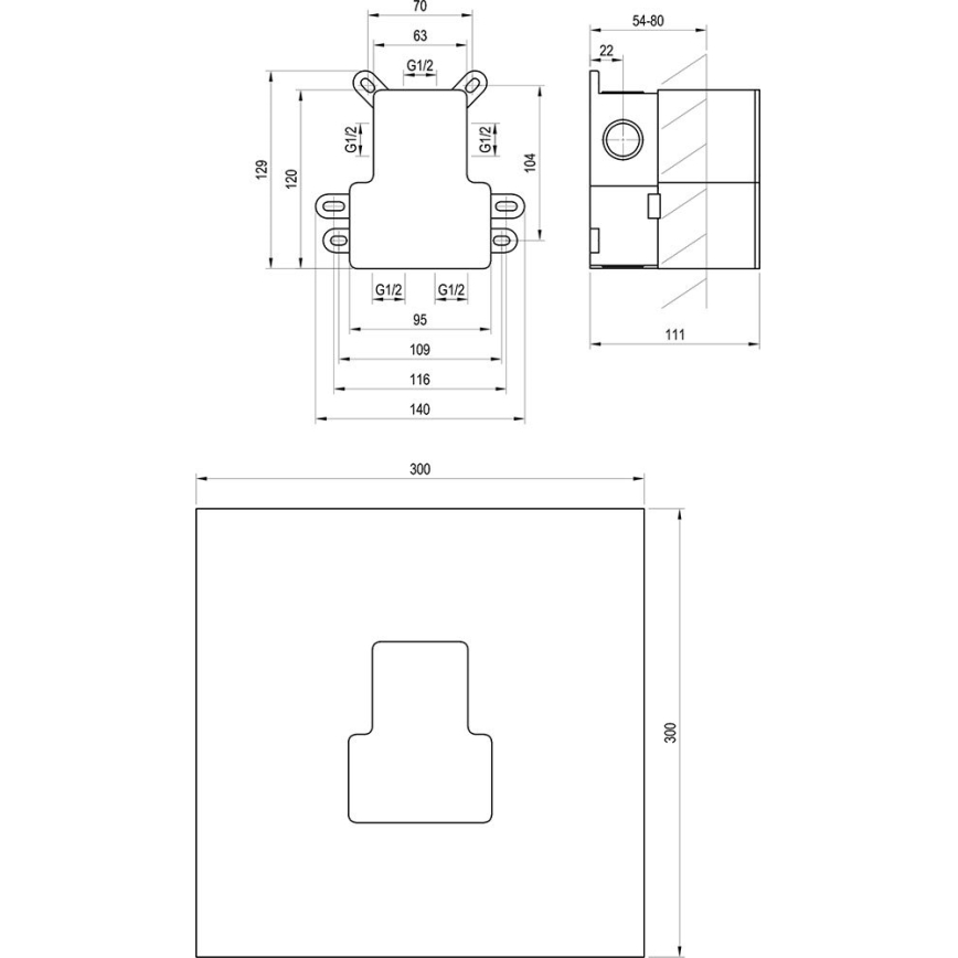 Ravak X070234 - Aluskorpus peidetud segistitele R-BOX 12,9x14 cm