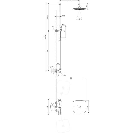 Ravak X070442 - dušikomplekt termostaatsegistiga FLAT, läikiv kroom