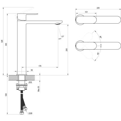 Ravak X070447 - Valamu segisti CHROME 30,3 cm läikiv kroom