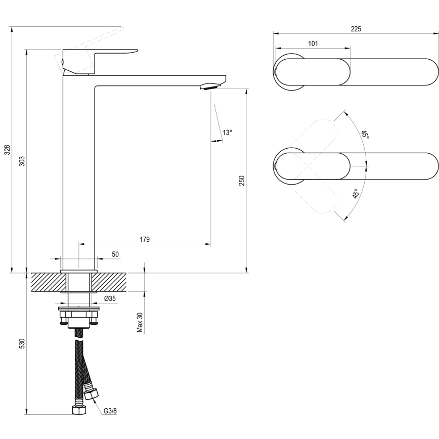 Ravak X070447 - Valamu segisti CHROME 30,3 cm läikiv kroom