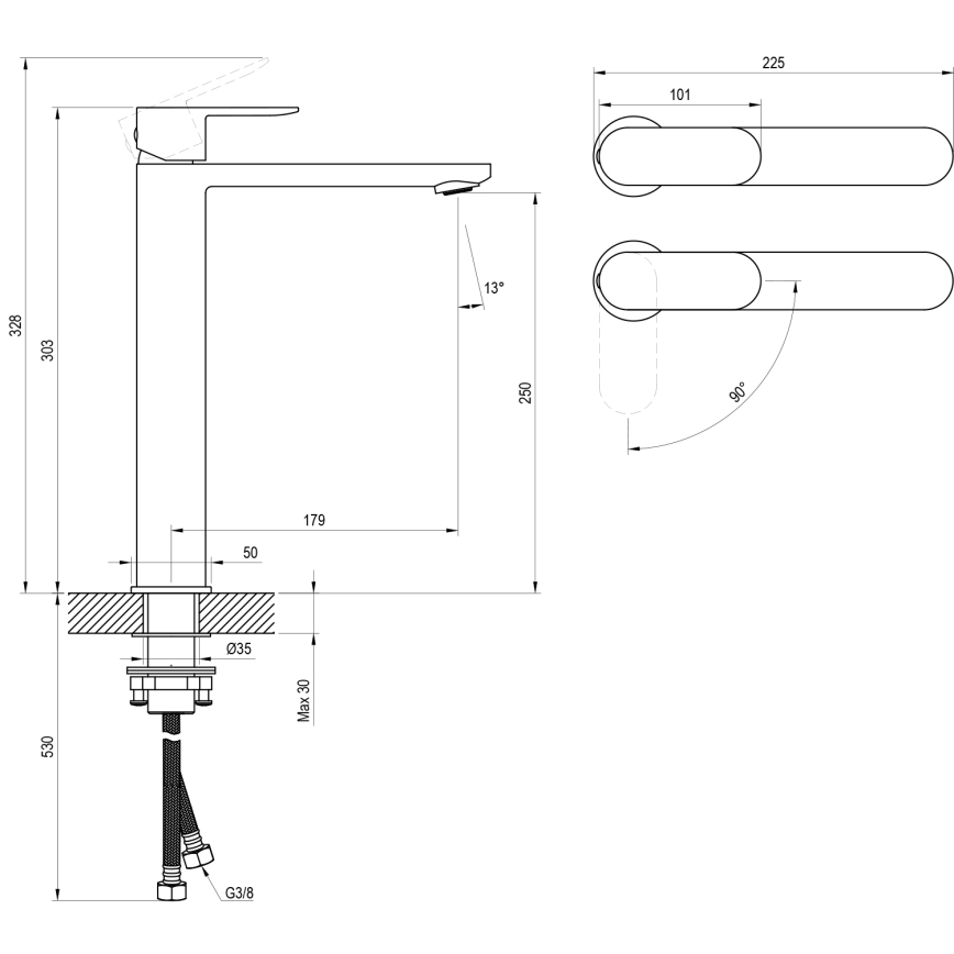 Ravak X070449 - Valamusegisti CHROME 30 cm läikiv kroom