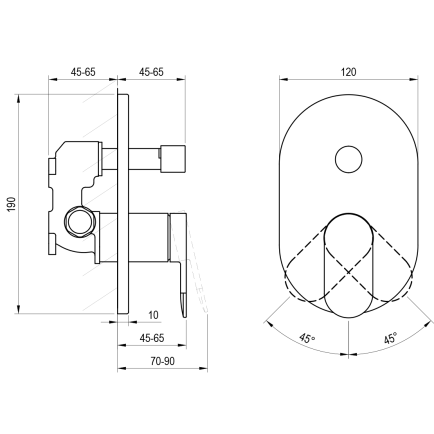 Ravak X070454 - Dušisegisti peidetavasse paigaldusse CHROME läikiv kroom