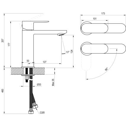 Ravak X070460 - CHROME valamusegisti 17,7 cm must