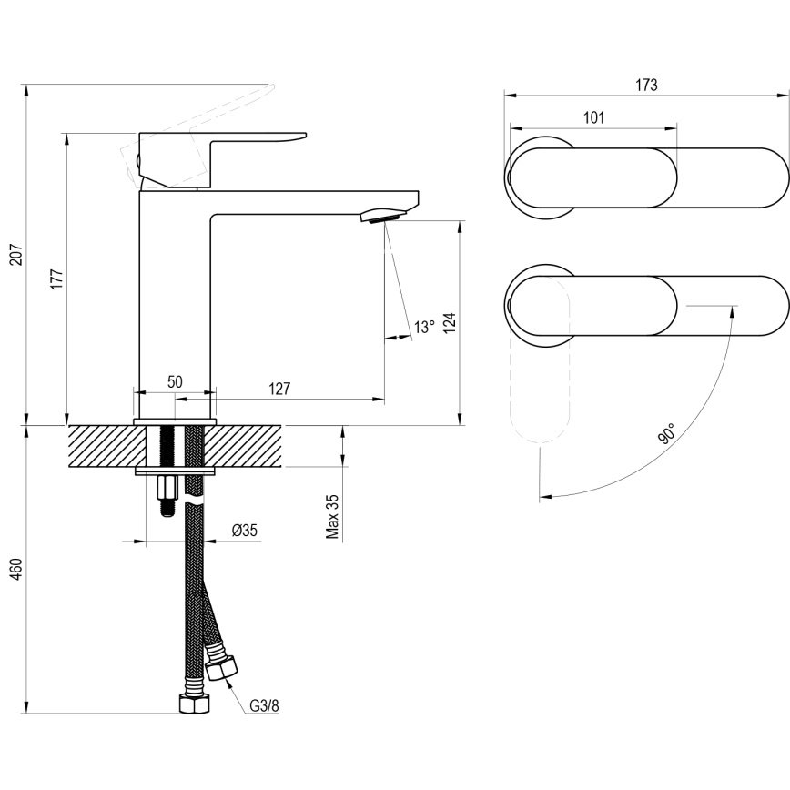 Ravak X070460 - CHROME valamusegisti 17,7 cm must