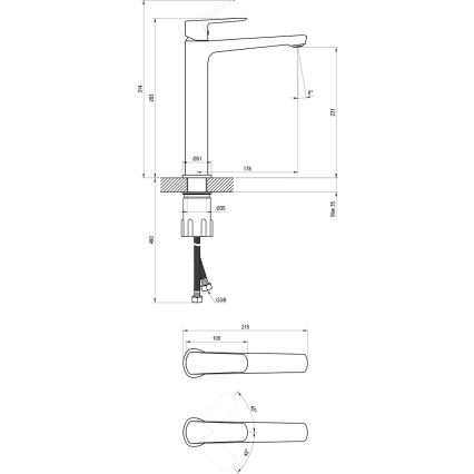 Ravak X070478 - LIFE 28 cm valamu segisti, must