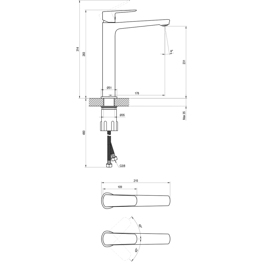 Ravak X070478 - LIFE 28 cm valamu segisti, must
