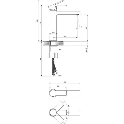 Ravak X070489 - SOLAR 23 cm valamusegisti, must