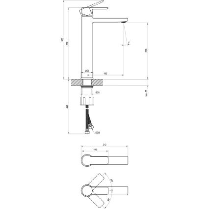 Ravak X070490 - Valamu segisti SOLAR 29 cm must