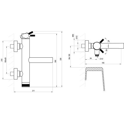 Ravak X070646 - NOX vannisegisti, harjatud roostevabast terasest
