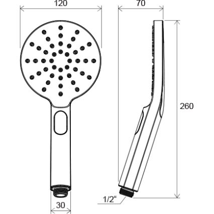 Ravak X07P233 - FLAT nupuga käsidušš, läikiv kroom