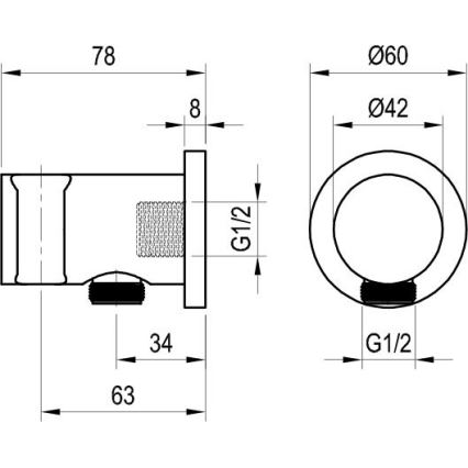 Ravak X07P572 - Dušikinnitus ühendusega 7,8x6 cm must