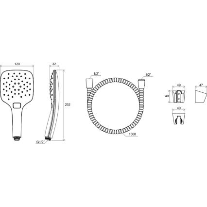 Ravak X07S010 - dušikomplekt, läikiv kroom