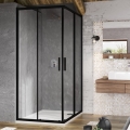 Ravak X1LM70300Z1 - BLIX SLIM dušinurk, 4-osaline, 90x90 cm, must