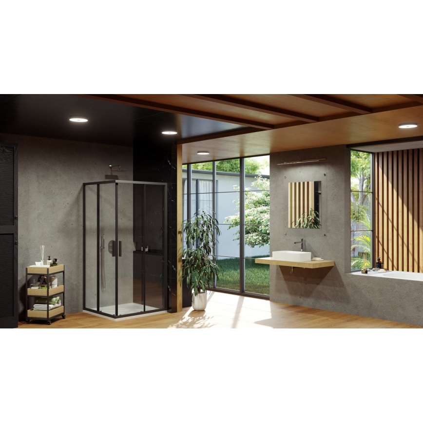 Ravak X1LM70300Z1 - BLIX SLIM dušinurk, 4-osaline, 90x90 cm, must