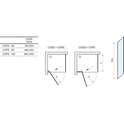 Ravak X9VVA0A00Z1 - Fikseeritud dušisein COOL, läikiv kroom