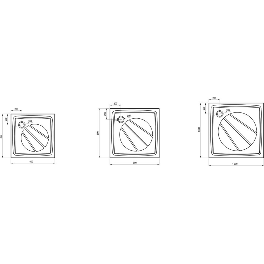 Ravak XA037701010 - ruudukujuline dušinõu PERSEUS 90x90 cm, valge