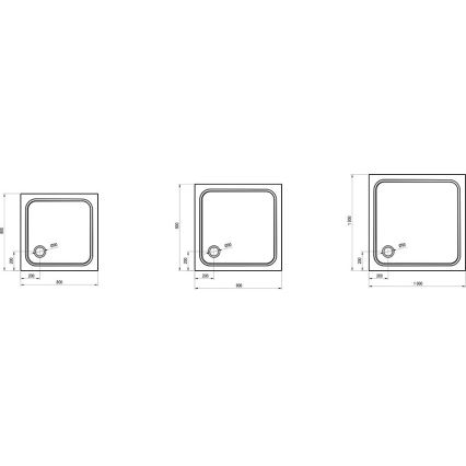Ravak XA047701010 - Ruudukujuline dušialus PERSEUS 90x90 cm valge
