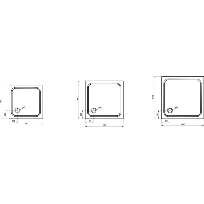 Ravak XA047701010 - Ruudukujuline dušialus PERSEUS 90x90 cm valge